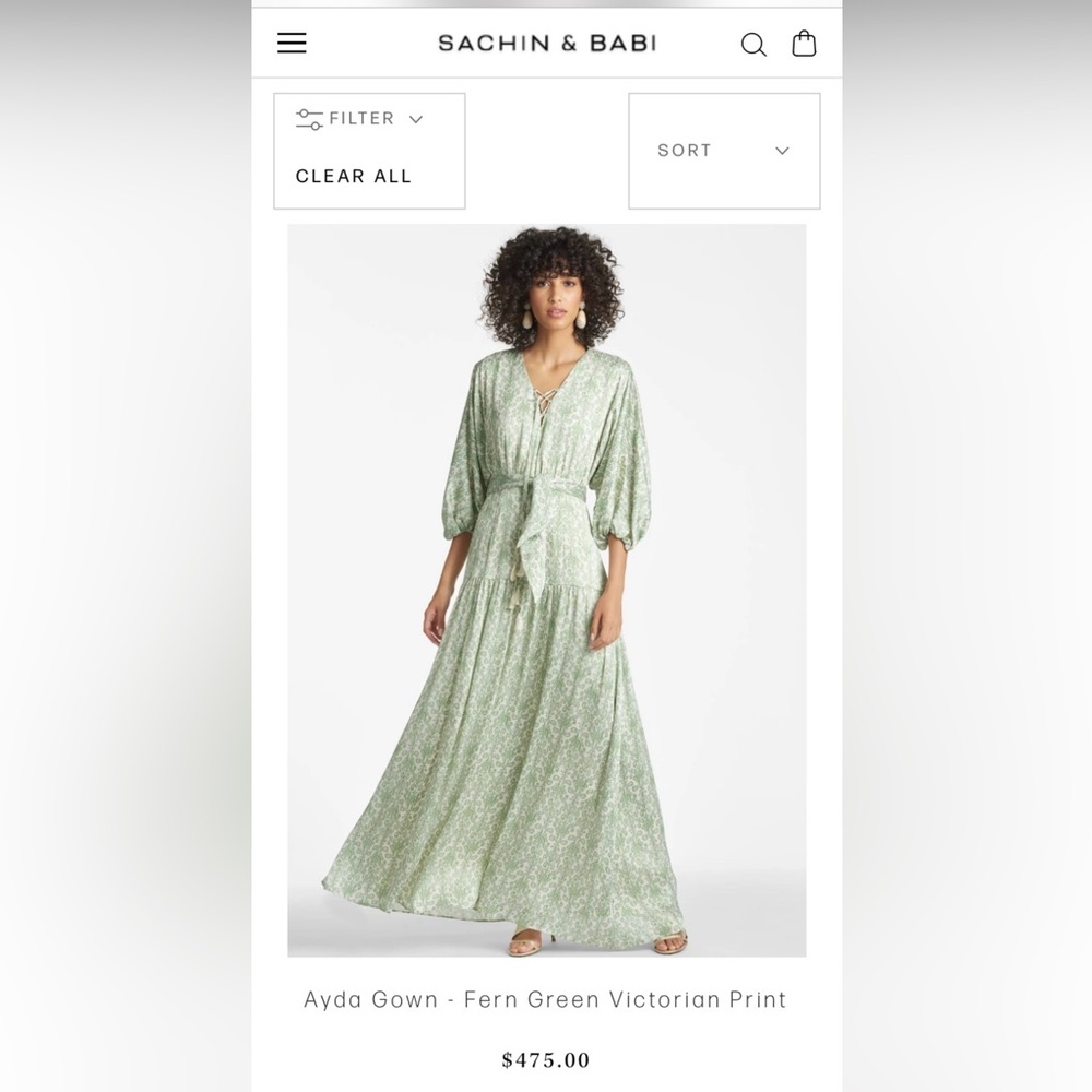 Sachin & Babi - Ayda Elegant Green Patterned Maxi Dress